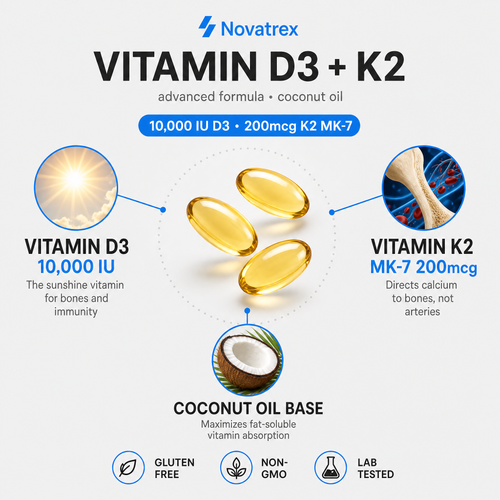 Novatrex D3 + K2 Softgels with Coconut Oil