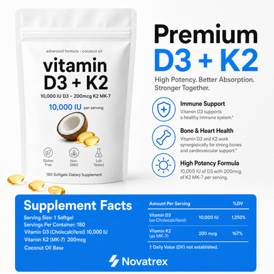 Novatrex D3 + K2 Softgels with Coconut Oil